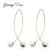 Fish Shaped Stud Earrings Metal Ball Simplicity Handmade Copper Wire Earring for Women Charm Pearl