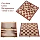 3 in 1 Wooden Chess Backgammon Checkers Set Board Game Travel Chess Games Portable Folding Box