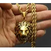 Hip Hop Silber/Gold/Schwarz Farbe Löwenkopf Anhänger Halskette Für Männer Luxus Edelstahl Männlichen Schmuck Freundschaft geschenk