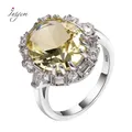 Real 925 Sterling Silver Ring Citrine Gemstone Rings for Women Jewelry Ring Wedding Engagement