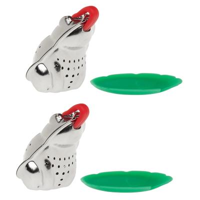 HIC Kitchen Tea Infuser with Drip Tray, Frog and Lily Pad, Set of 2