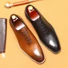 Italienische formelle Herrenschuhe, luxuriöses echtes Leder, handgefertigt, Qualität, bequem, elegant, schwarz, Hochzeit, soziale Oxfords-Schuhe für Herren