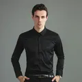 Weiches bequemes Langarmhemd atmungsaktiv Slim Fit Social Business Fashion Herren hemd schwarz weiß