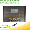 Y-SOLAR 80A 60A PWM Solar Controller 12 V 24 V Auto Ladegerät Controller LCD Display Solar Panel