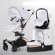 Baby Stroller 3 in 1 Luxury Pram For Newborn Carriage PU leather High Landscape trolley car 360