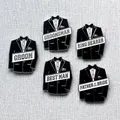 Groomsman Best Man Father of the Bride Groom Ring Bearer Pin Badge Wedding Bachelor Party bridal