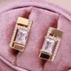 Neue 585 Rose Gold Vintage Ohrringe Platz Zirkon Micro Inlay Diamant Goldene Clip Ohrringe Hochzeit