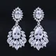 CWWZircons Elegant Chandelier AAA+ Cubic Zirconia Long Big Crystal Bridal Dangle Drop Earring for