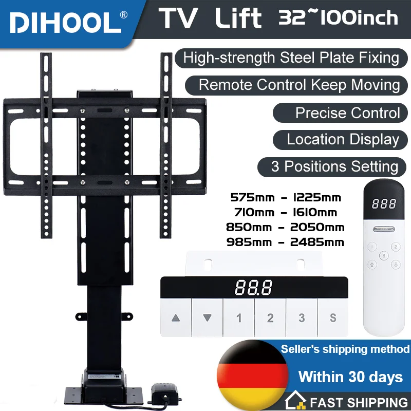Motorisierter TV-Lift für 32-Zoll-~100-Zoll-Fernseher, höhenverstellbarer TV-Ständer und Wandmontage-Fernbedienung und Speicher-Einstellung. Lift-TV-Halterung Image