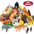 54 Pcs Mini Jungle Animal Toys Set Realistic Wild Plastic Animals Learning Toys Elephant Gazelle