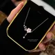 925 Sterling Silver Japanese Shell Peach Blossom Shiny Zircon Pendant Necklace for Women Girl Sweet