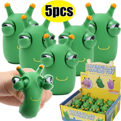 1-5 Stück Gras Wurm Prise Spielzeug grün Squeeze Spielzeug Stress abbau Anti-Stress-Spielzeug