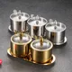 304 Stainless Steel Seasoning Pot Spice Canister Set with Transparent Glass Lid Salt Jars