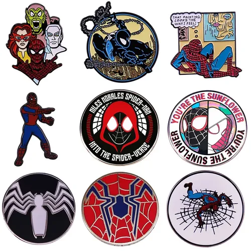 Marvel Heroes Spider-Man Enamel Pins Anime Metal Brooch Badge Fashion Jewellery Backpack Accessory Gifts