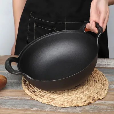 Cast Iron Pot Uncoated And Non Stick wok Casserole kitchen cooking pot cast iron skillet Cookware