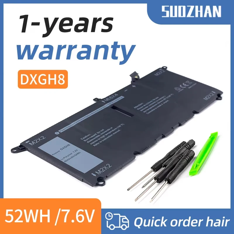 Suozhan dxgh8 laptop akku für dell xps 13 9380 9370 7390 für dell inspiron 7390 2-in-1 7490 g8vcf h754v 0 h754v p82g 52wh