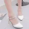 Zapatos De Mujer Women Cute Pointed Toe Pink Crystal Buckle Strap High Heel Shoes Lady Office Black