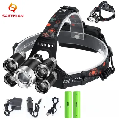High Lumens ZOOM LED Headlight Headlamp LED T6 Head Lamp Flashlight Torch Head Light 18650 battery For Camping, Fishing