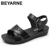 Frauen Weibliche Alte Mutter Damen Casual Kuh Echtes Leder Schuhe Sandalen Sommer Strand Haken Schleife Größe 35-41 XZ-113