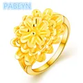 24K Gold Ringe Korean Vergoldet Blume Ringe frauen Glamour Engagement Schmuck Geschenke