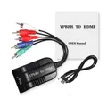 5 RCA Ypbpr component to HDMI HDTV video audio converter adapter with power supply(USB DC cable)