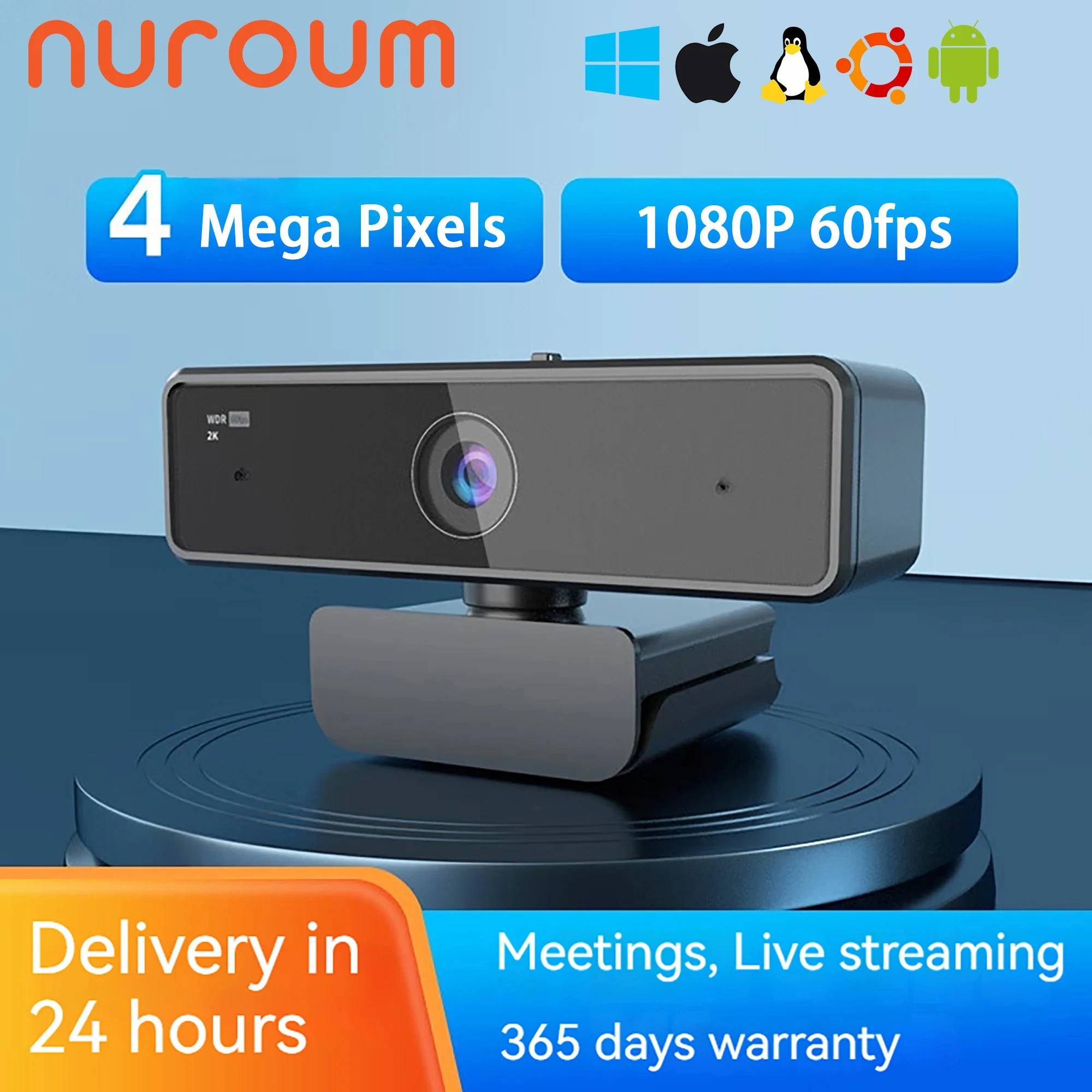 NUROUM V11 2K Webcam mit Dual-Mikrofon 1080P 60fps 1440P 30fps FHD Computer Mini Web Kamera USB für PC Laptop