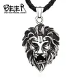 Beier Fashion Vintage Women Men Lion Animal Stainless Steel Pendant Chain Necklace Jewelry