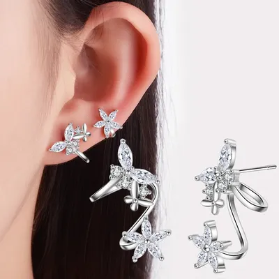 925 Sterling Silber Schmetterling Shiny Cz Zirkon Ohrringe Für Frauen Pendientes Ohrringe Boucle