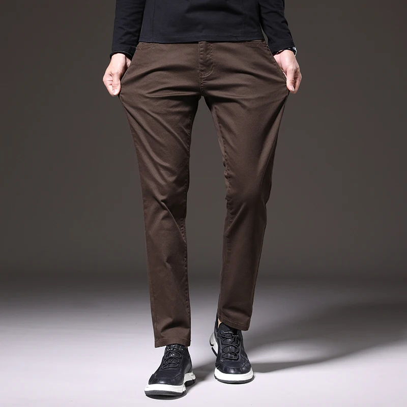2024 herbst Neue männer Slim-fit Baumwolle Stretch Casual Hosen Business Mode Hohe Qualität Hosen Männliche Marke khaki Grün Grau