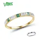 VISTOSO 14K Y/W Gold Rings For Women Genuine Shiny Diamond Fancy Blue Sapphire Emerald Engagement