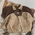 Vintage solide Cord Mantel Säugling Jungen Turn-Down Kragen Jacke Frühling neue Mädchen Baby Mode