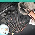 Good Quality Silicone Kitchen Utensils Set Rose Gold Plated Handle Cooking Tool Non-stick Heat