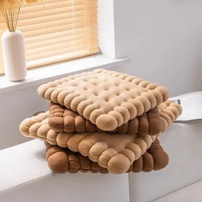 Keksform Plüsch Sitzkissen weiche Textur kreative Kissen Stuhl Sitzpolster dicke Boden matte Kissen Image