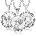 7 Archangel Gabriel Raphael Magic Circle Round Pendants Necklace Angle Wings Amulet Stainless Steel