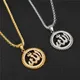 New Religious Islam Muslim Rune Round Pendant Necklace Men's Necklace Austrian Crystal Inlaid Rune