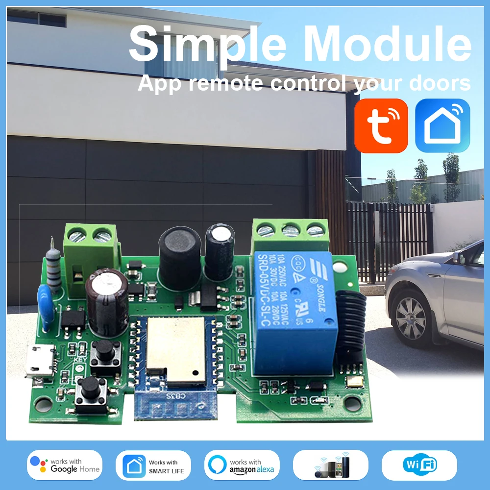 Tuya WIFI Garage Tor Türöffner Smart Switch DC 12V 24V AC 220V Relais Modul Timer Tipp selbst-locking Für Alexa Google Hause Image