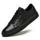 Reines Schwarz Skateboard Schuhe Männer Echtes Leder Turnschuhe Casual Flache Schuhe Plus Große