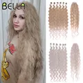 Bella Oma graue Haar verlängerungen für Frauen synthetische Faser lockige Welle 6 pc 36 Zoll Haar