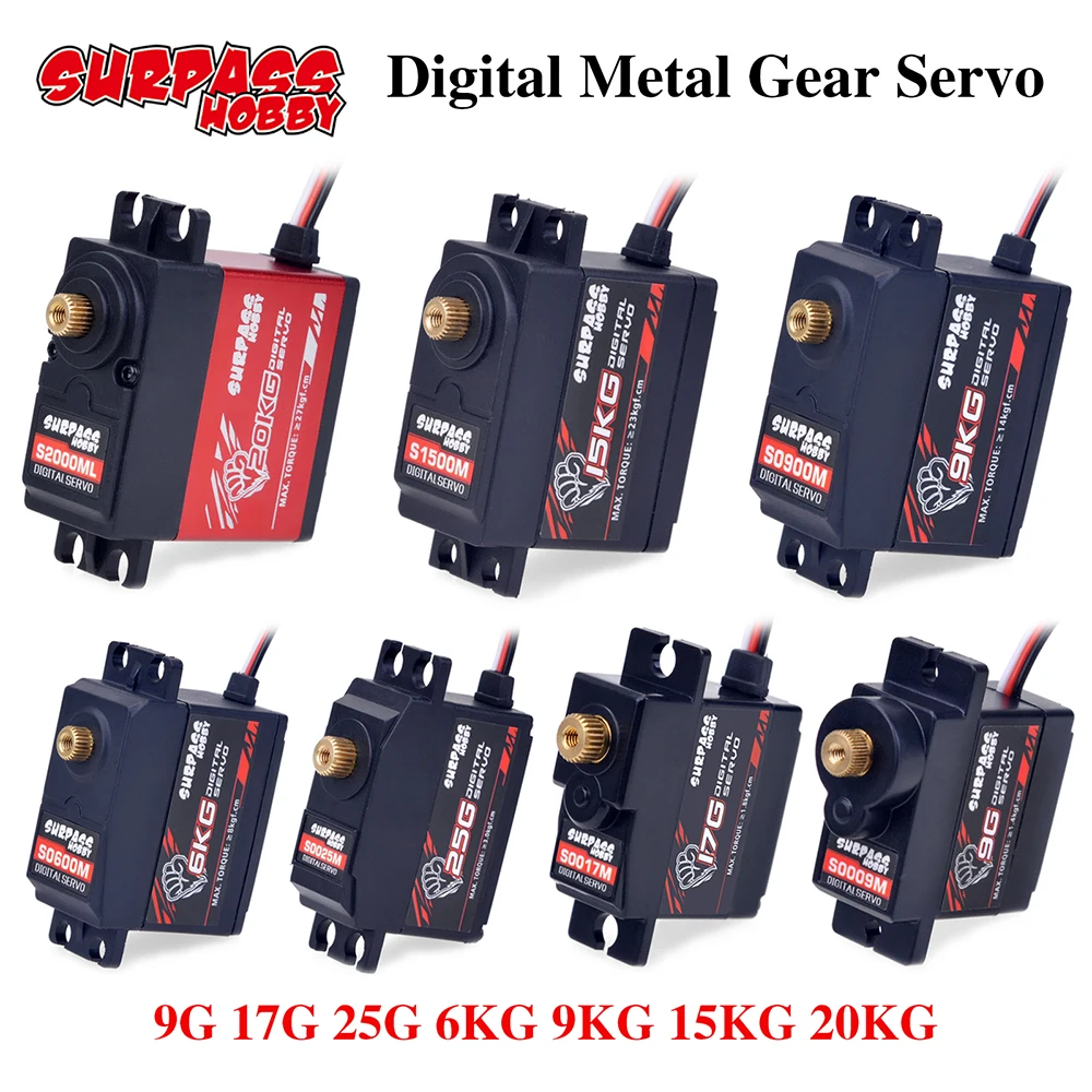 SURPASS Hobby Digital Servo 9G 17G 25G 6KG 9KG 15KG 20KG Metal Gear Micro Servo für 1/8 1/10 RC Auto Flugzeug Flugzeug Roboter Segelflugzeug