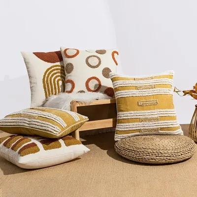 Boho Loop Tufte Kissen bezug marok kanis che geometrische Stickerei dekorative Kissen für Sofa moderne leichte Luxus Kissen bezug Image