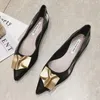 Frauen Wohnungen Spitz Einfarbig Flache Schuhe für Damen Große Größe 42 43 44 45 46 Kleine Größe 31 32 33 34 Slip auf Seide Tuch