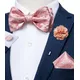 Self Tie Bow Ties For Men Adjustable 100% Silk Jacquard Woven Solid Pink Men's Classic Wedding Party