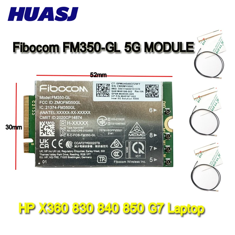 Huasj FM350-GL 5G Solution 5000 Moudle M2 unterstützt 5G NR für HpSpectre x360 14 Cabrio Laptop 4x4 MIMO