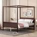 Modern Wooden Queen Size Canopy Bed, Canopy Platform Bed with Slat Support Leg