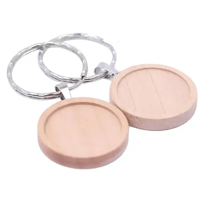 20 stücke Runde Holz Cabochon 25mm Schlüssel Kette Basis Einstellung Diy Metall Keychain Für