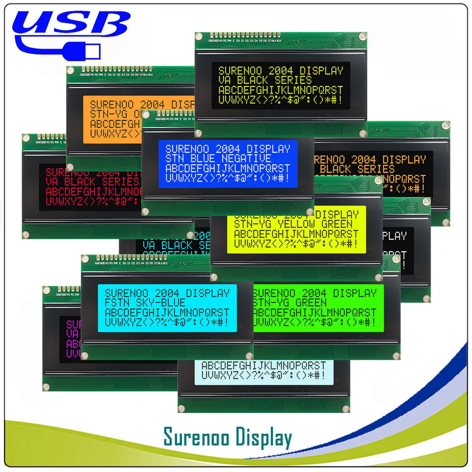 Surenoo LCD2USB USB 204 20X4 2004 Zeichen LCD-Modul Display Panel sutible LCD Smartie & AIDA64 für DIY PC Image