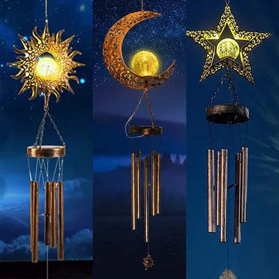 LED Solar Sonne Mond Wind Glockenspiel wasserdichte Windspiele Garten dekoration Outdoor Wohnkultur einzigartiges Geschenk für Kinder Erwachsene Windspiele