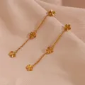 Anlauf Freie Gold Überzogene Kette Sunburst Blume Quadrat Charme Lange Ohrringe Für Frauen Mode