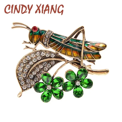 Cindy Xiang Vintage Kristall Heuschrecke Broschen für Frauen Heuschrecke Insekten Pin Mode Blume
