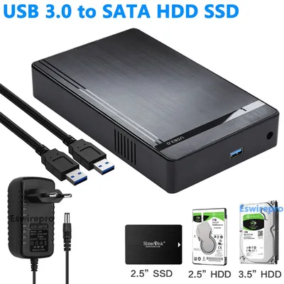Sata to usb 3 0 für 2.5/3 5 Zoll HDD SSD Adapter externes Festplatten gehäuse SSD Disk Box HDD